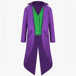 Kids boys size 10-12 Purple and Green Tailcoat Jacket with built in vest